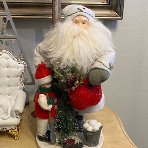Kirklands Santa and Child with Red and Green Accents